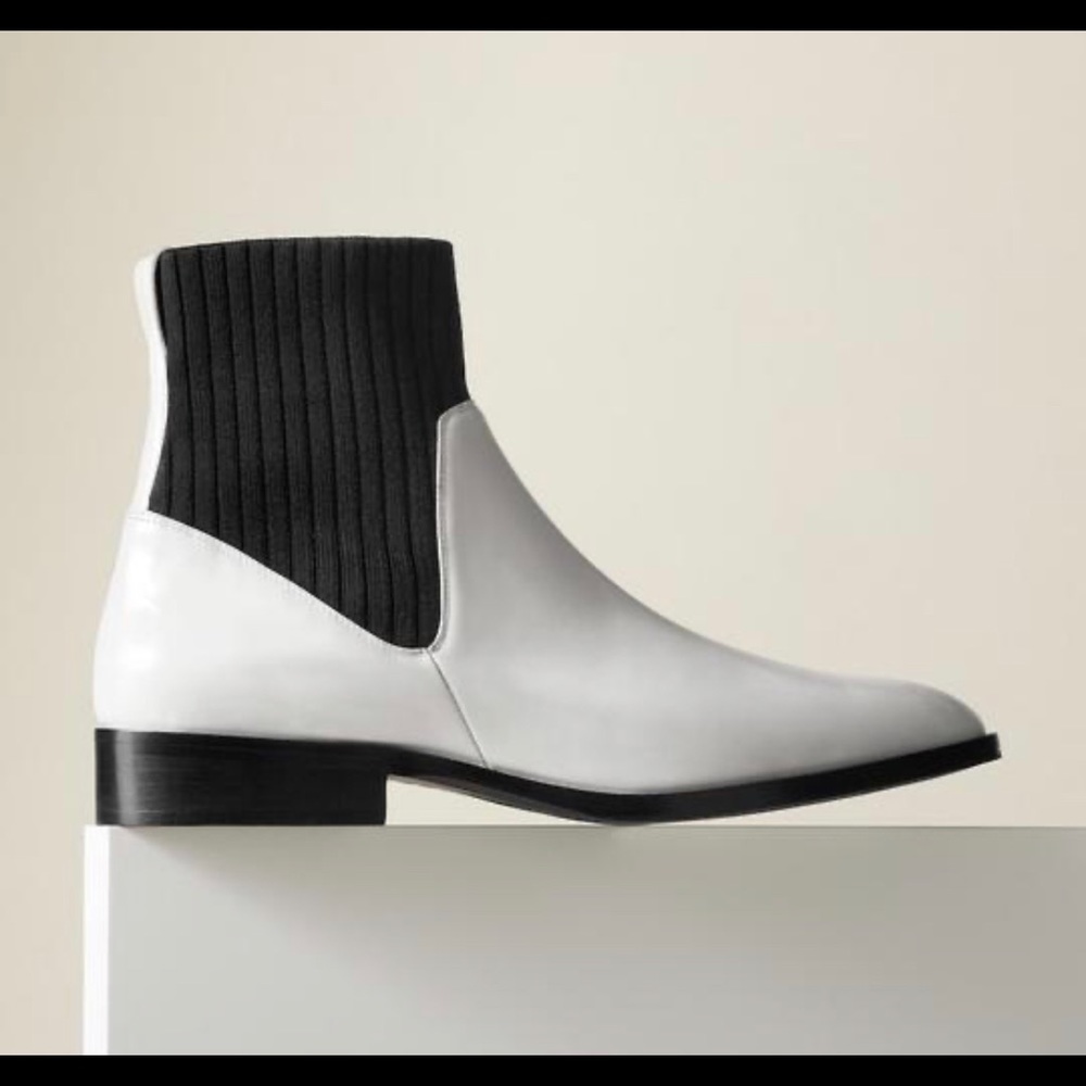 Vince White Black Perlow Sock Ankle Booties